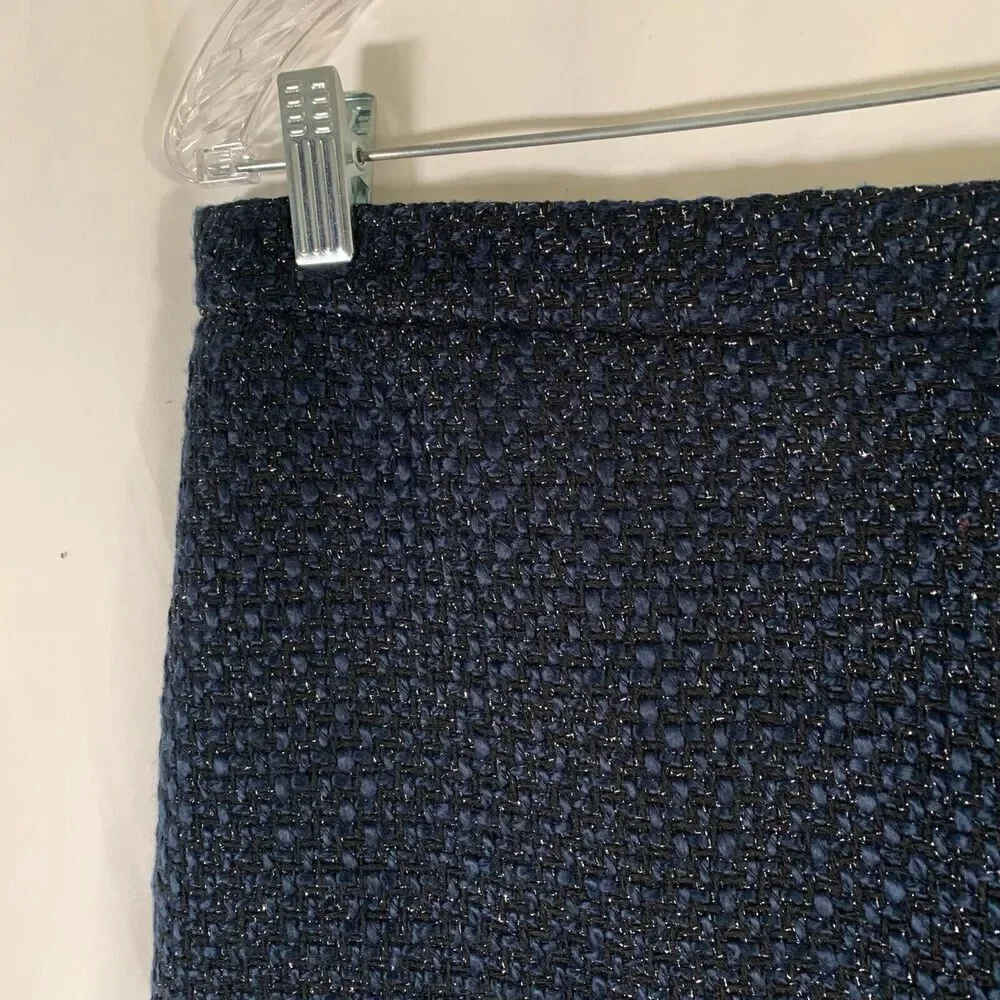 J. Crew Wool Blend Skirt Women's 8 Blue Zip Back Knee Length 32